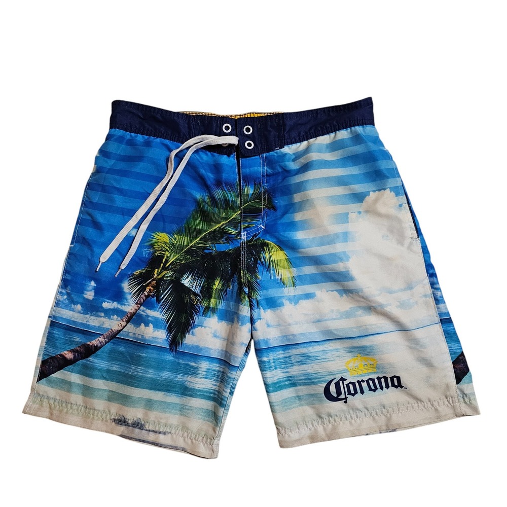 Corona Extra Swim Trunks Shorts‎ Beach Palm Tree Tropical Graphic Medium